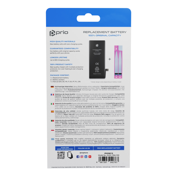 prio Battery for iPhone 15